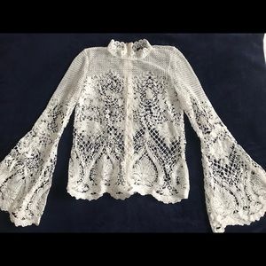 Project Runway Bell Sleeve Lace Crochet Top